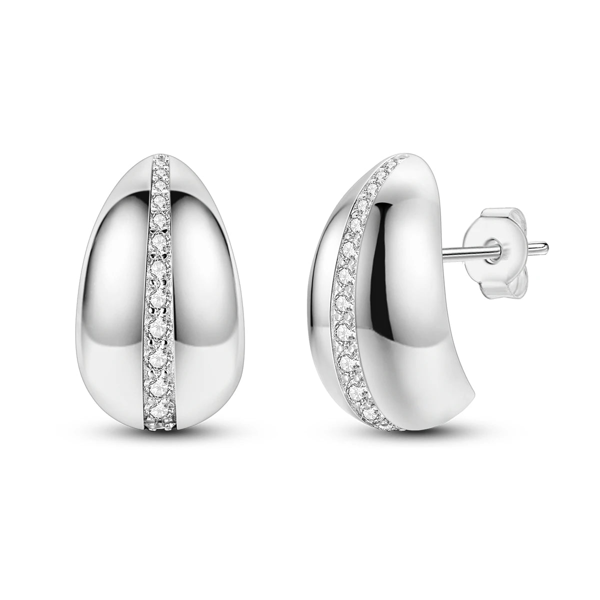 Original 925 Sterling Silver Women Hoop Earrings High Quality Shine Zircon U Shaped Classic Style Earring For Women Jewelry Gift