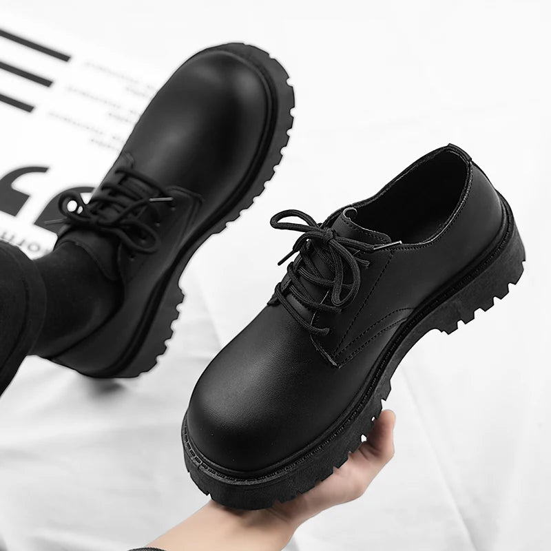 Women Low-top Versatile Autumn British Walking Casual Shoes Men's Leather Shoes Chunck Sole Fashionable Unisex Vulcanized Shoes