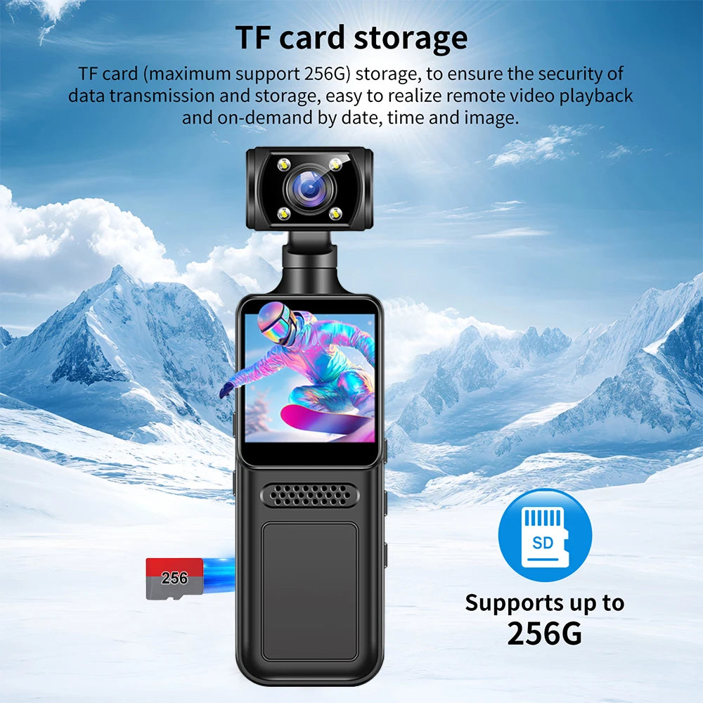 128GB 4K Ultra HD Action Mini Camera 180 Rotatable Vlog Wifi Sports Cam Waterproof Case Helmet Travel Bicycle Driver Recorder - Clikcy