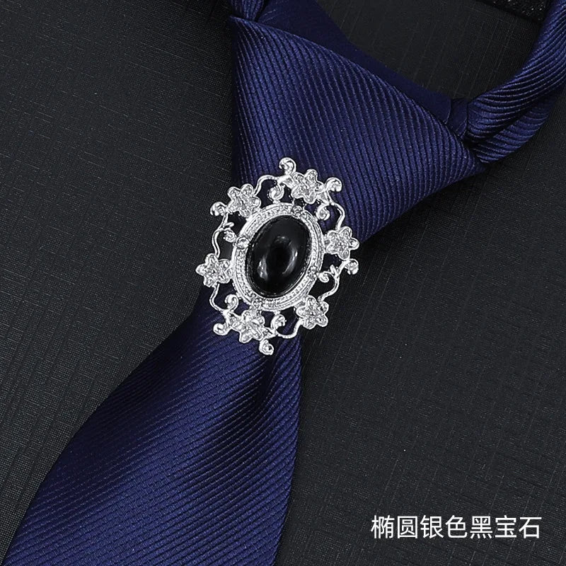 Vintage Knight Business Shirt Tie Buckle Collar Clip Tie Hoop Rudder Eagle Tie Hoop Crystal Rhinestone Jewelry Men Accessories - Clikcy