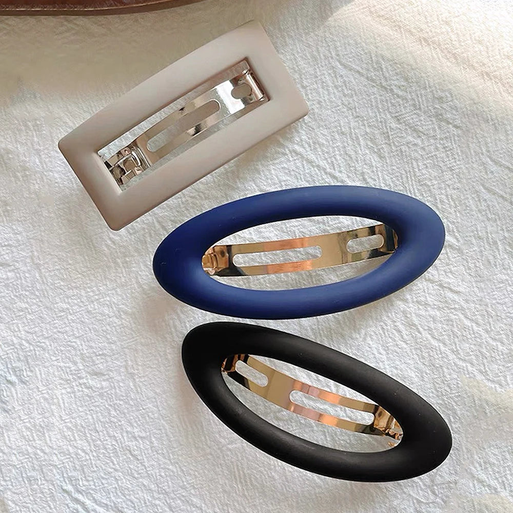 Simple Matte Spring Hair Clip Elegant Rectangle Frosted Barrettes Hairgrips For Ponytail Holder Female Summer Headdress - Clikcy
