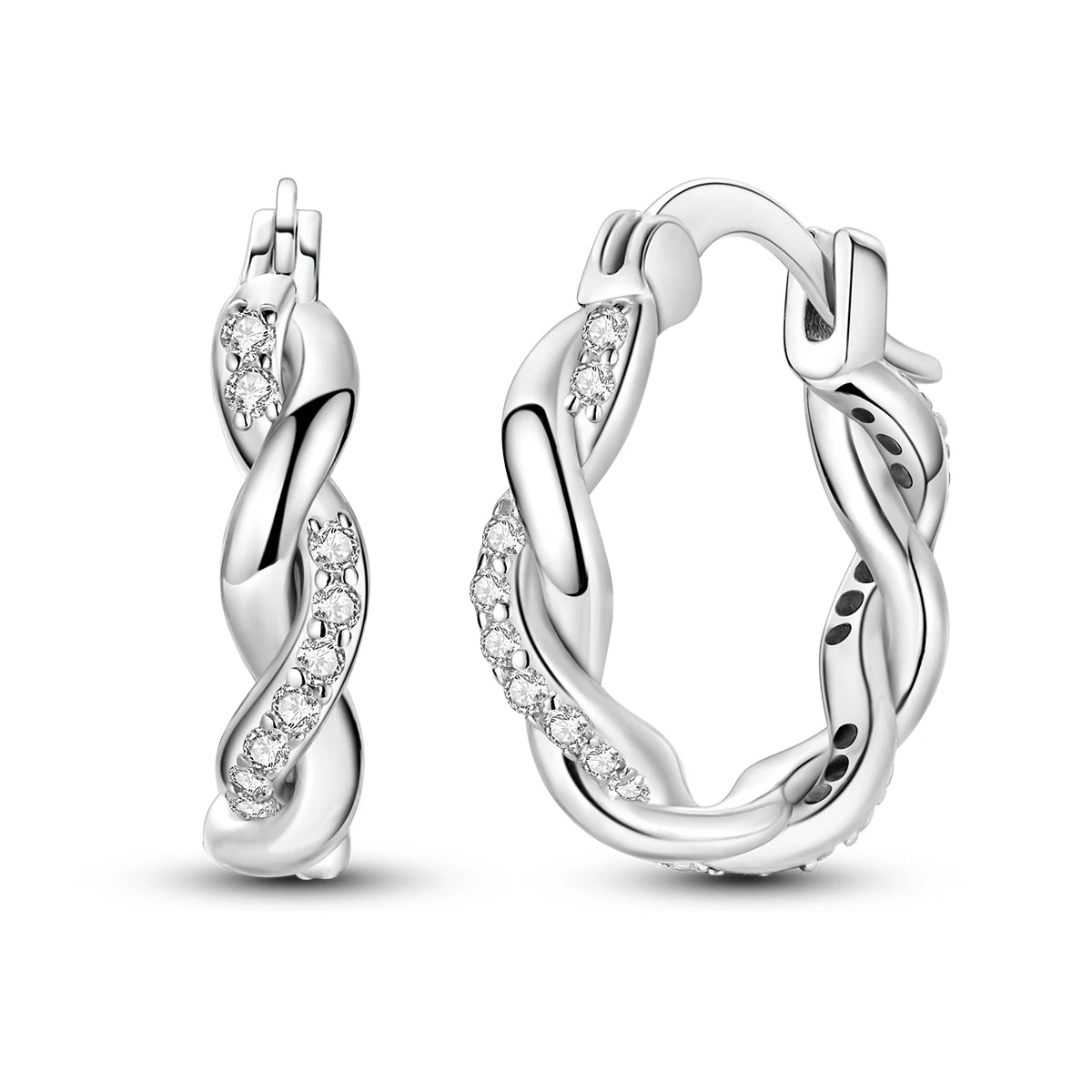 Original 925 Sterling Silver Women Hoop Earrings High Quality Shine Zircon U Shaped Classic Style Earring For Women Jewelry Gift