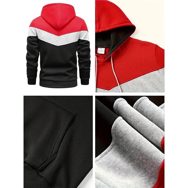 Mens Tracksuit Print Sports Hoodie+Trousers 2 Piece Set Street Casual Sweatshirt Suit Jogging Men's Splicing Clothing Hot Sales - Clikcy