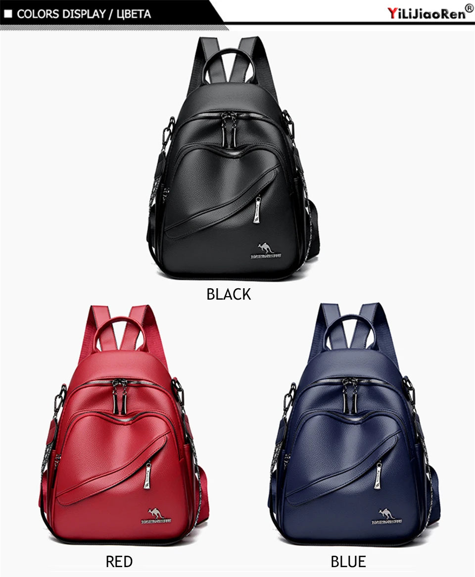 Fashion Backpacks Women Shoulder Bag Simple Rucksack Female Soft Leather Back Pack Ladies Travel Bag Large Capacity School Bags - Clikcy