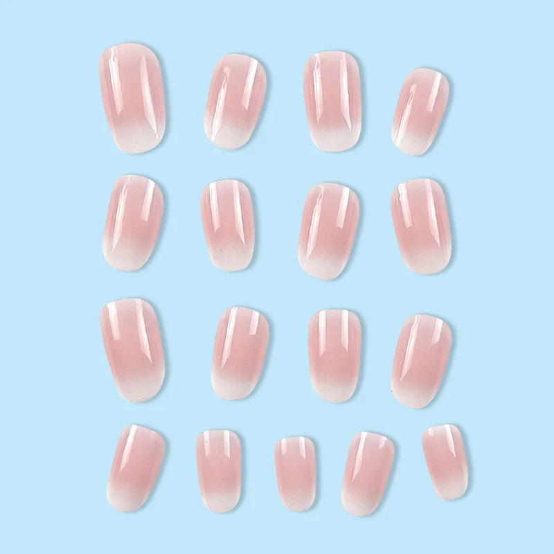 24Pcs Oval Short Pink Press on Nails Simple Ombre Spring False Nail for Sweet Sassy Cool Women&Girl Removable Wearable Nail Art - Clikcy