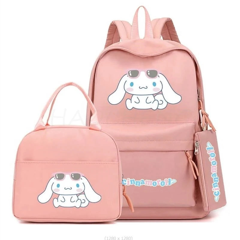 3Pcs/set Cinnamoroll Backpack Teen Girl Student Back To School Schoolbag Lass Anime Lunch Bag Pencil Case Women Leisure Rucksack - Clikcy