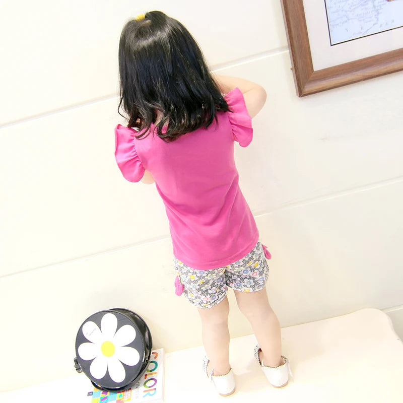 Summer Children Clothes Baby Girls Clothes Sets T-shirt Tops+Short Pants 2Pcs/Suit Toddler Boy Clothes Suit Infant Clothing Sets - Clikcy