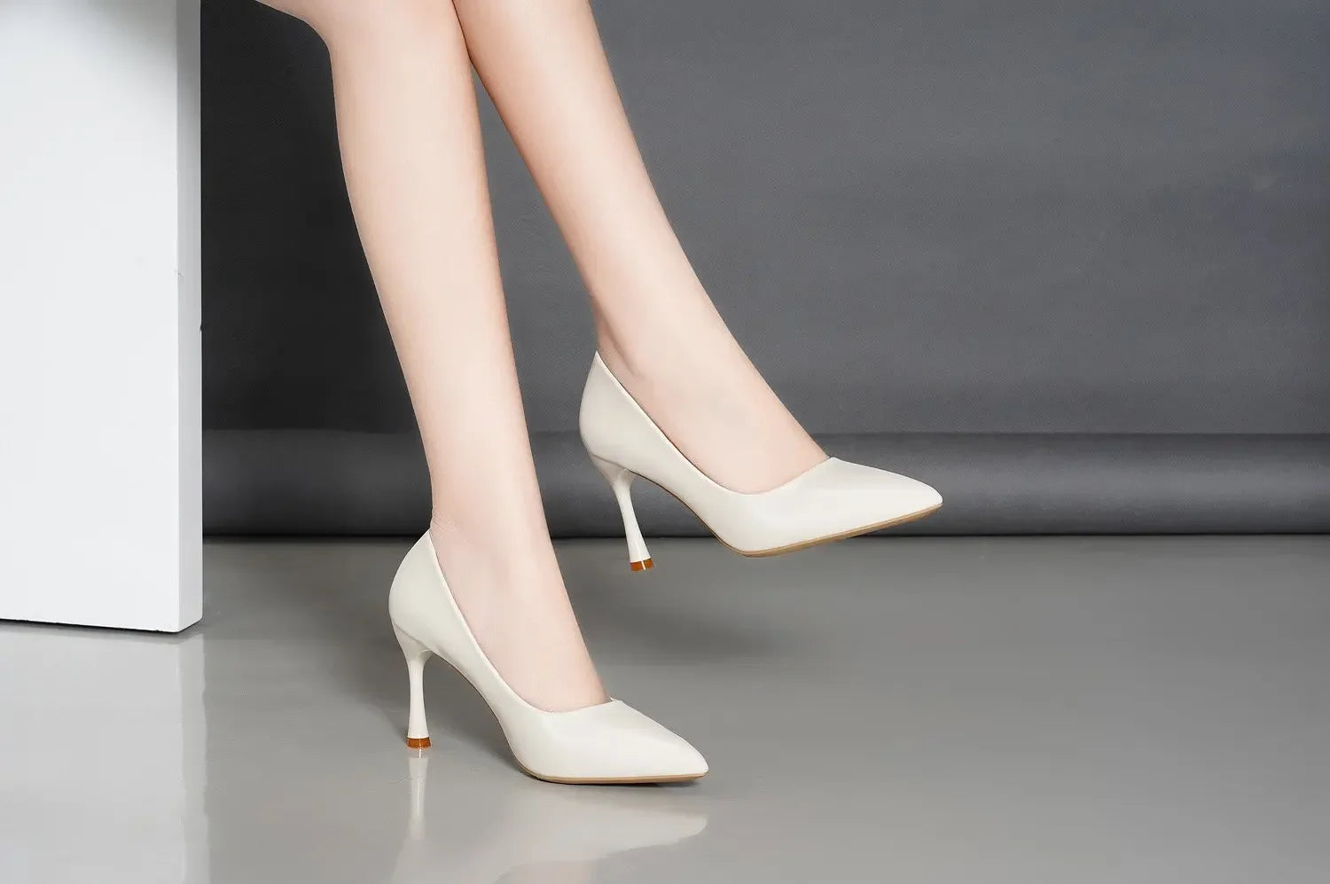 Korean Style Women's Pointed Toe High Heels Slim Fit Professional Work Shoes Solid Color Simple Design Adult Summer Footwear - Clikcy