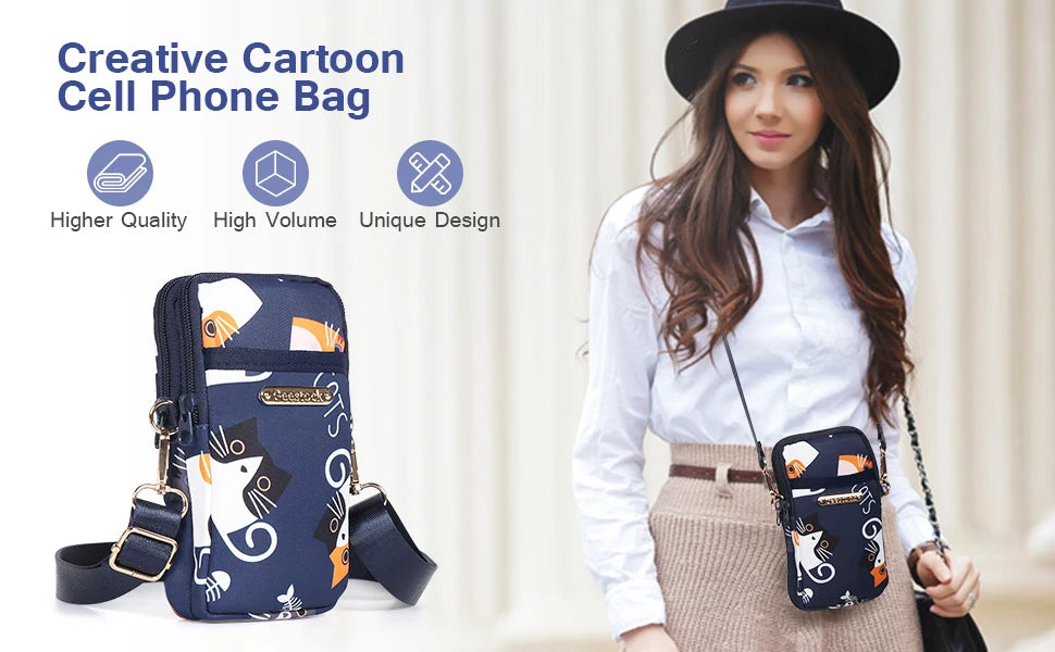 Buylor Nylon Mobile Phone Crossbody Bag for Women Waterproof Sport Wrist Bag Prints Fashion Women's Shoulder Bag Luxury Handbags - Clikcy