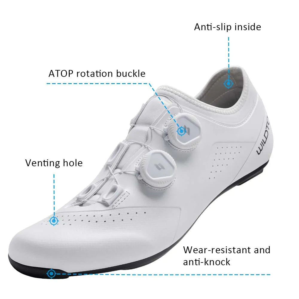 WILDTO Cycling Shoes Mens Road Bike Shoes Flat Speed New Hardness9 Glass Fiber Professional Cycling Sneakers SPD Cleats Footwear - Clikcy