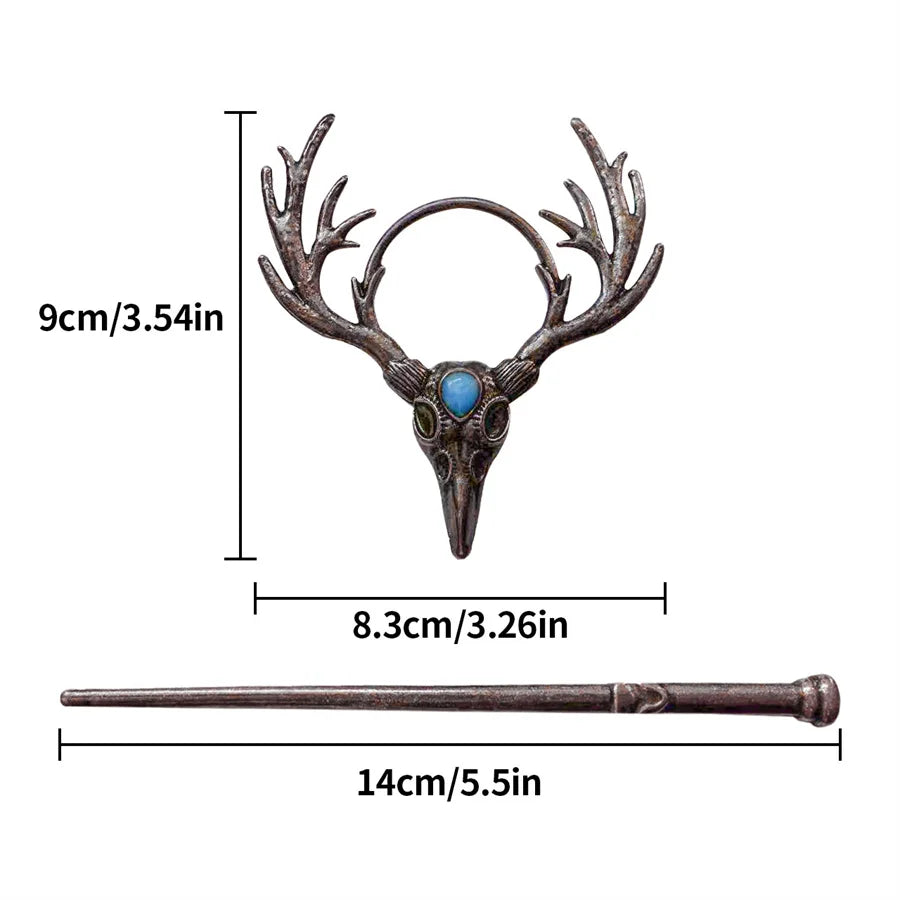 New Gothic Retro Cow Skull Skeleton Moonstone Hair Clips Hairpins for Women Fashion Deer Horn Hair Stick Hair Styling Tools - Clikcy