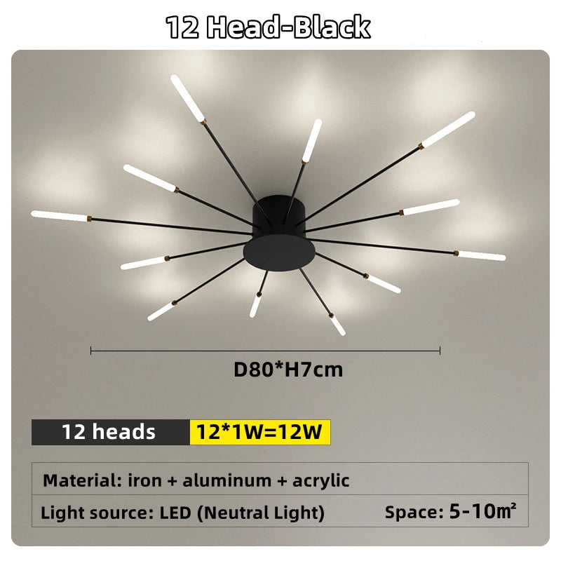 Led Firework Chandelier Dimmable For Living Room Bedroom Milk Yellow Ceiling Chandelier Dining Room LED Ceiling Lamp With Remote