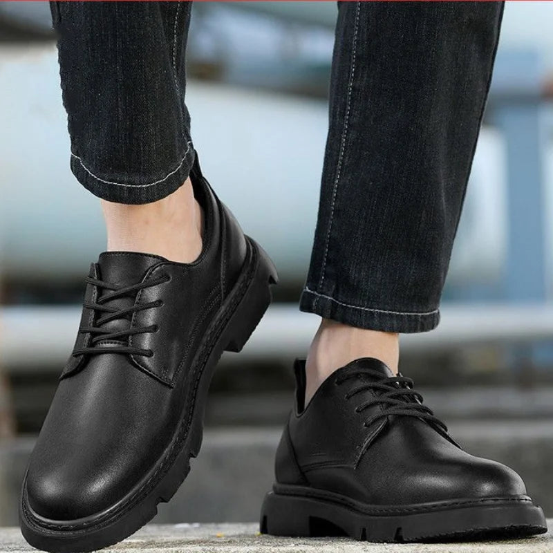 Leather Casual Round Toe Social Shoe Male Black Men's Formal Shoes Business Cheap Clearance Liquidation Clothing 2024 Trend 39