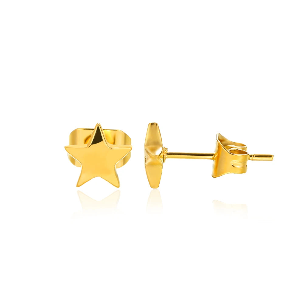 Stainless Steel Starfish Shell Stud Earrings for Women Minimalist Gold Color Aesthetic Wedding Earring Summer Beach Jewelry Gift - Clikcy