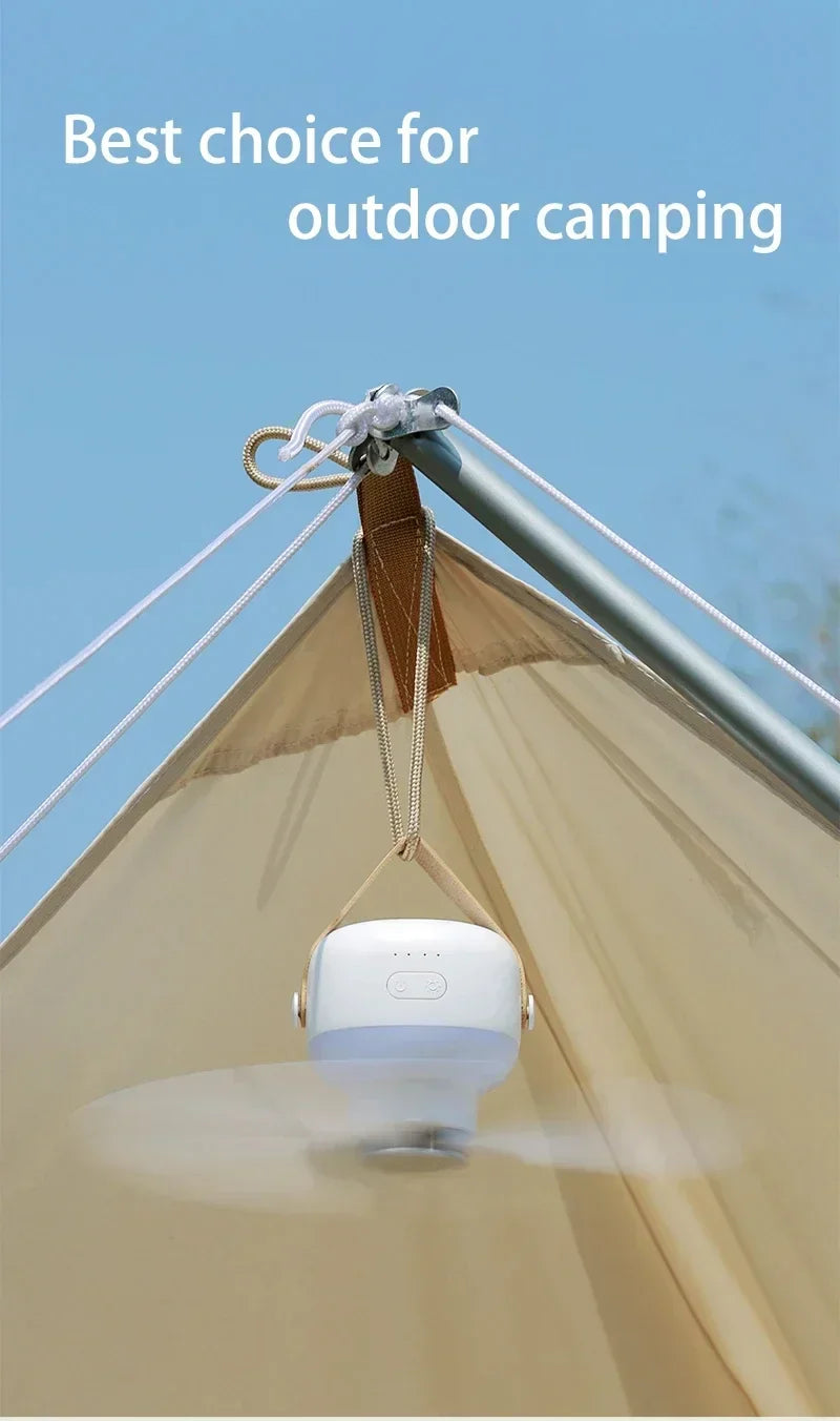 Portable Ceiling Fans Outdoor Camping Fan Tent Ventilator Cooler Rechargeable Electric Fan Remote Control LED Lighting - Clikcy