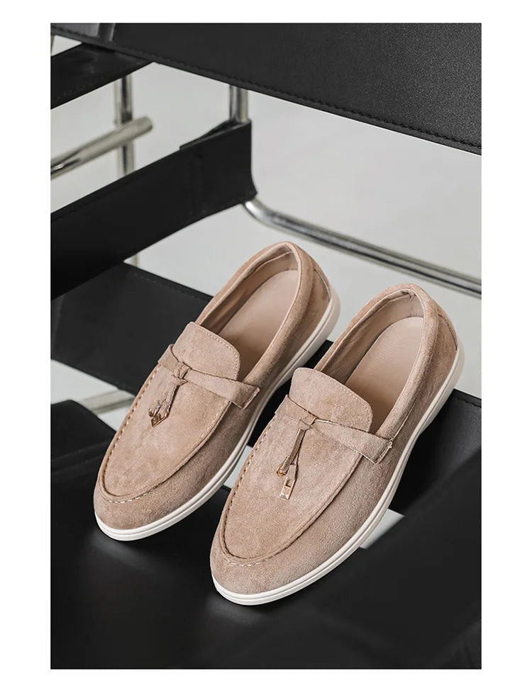 Summer Beige Moccasins For Men Comfortable Suede Casual Designer Men's Shoes Lightweight Slip-on Men Loafers zapatos para hombre - Clikcy
