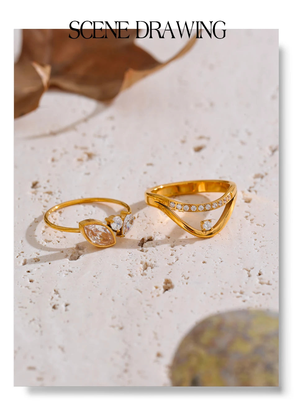 Yhpup Size 6 7 8 Delicate Shiny CNC Cubic Zirconia Ring High Quality 18K Gold PVD Plated Stainless Steel Finger Jewelry Gift - Clikcy