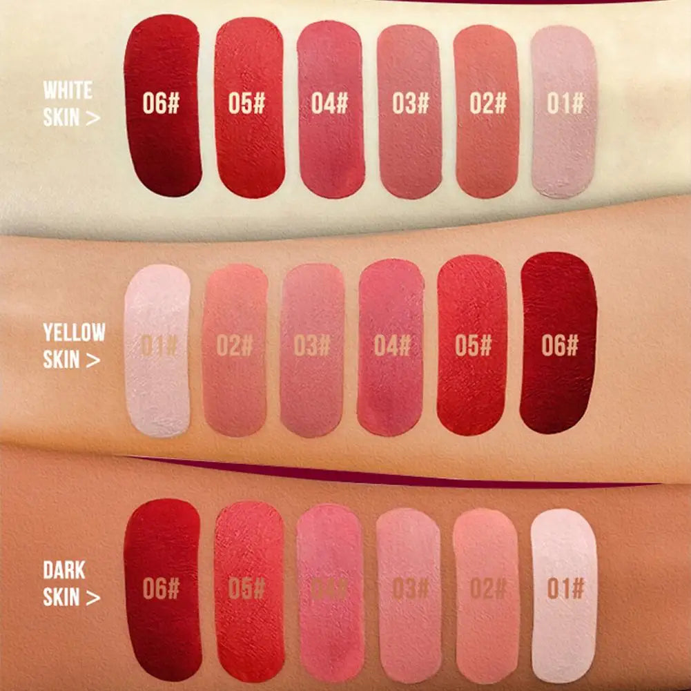 6 Colors Matte Nude Liquid Lipsticks Non-stick Cup Long Lasting Velvet Lip Gloss Not Fading Lip Tint Korean Cosmetics Lip Makeup - Clikcy