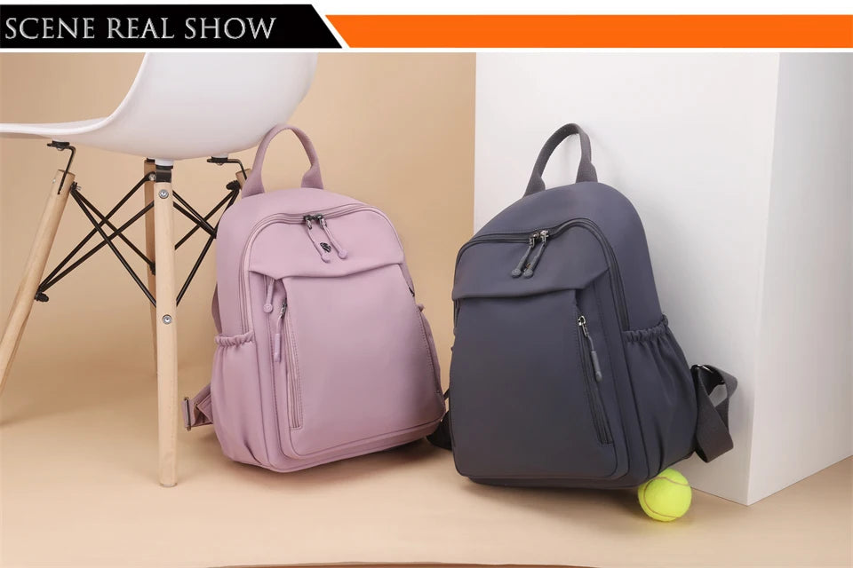 Casual Backpack Women Waterproof Nylon Back Pack Large Capacity Student Daypack Simple Schoolbag for Girls Ladies Travel Bags - Clikcy