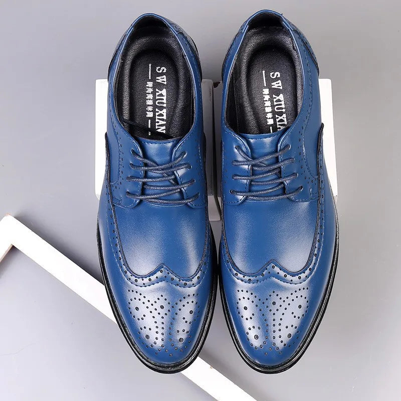 Men's Classic Retro Brogue Shoes Mens Lace-Up Business Leather Shoes Dress Office Flats Men Wedding Party Oxfords Work Footwear