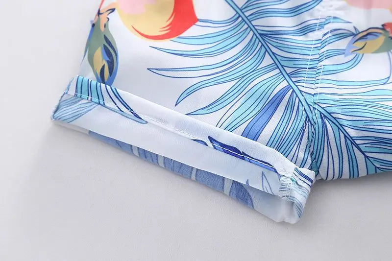 1 Set Boys Girls Beach Wind Suit Children's Short-Sleeved Printed Shirt + Shorts Suit Children's Cute Summer Thin Baby Clothes - Clikcy