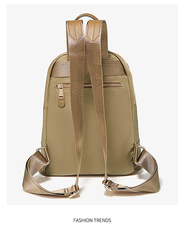 Marino Orlan Cow Leather Backpack for Women 2025 New Fashion Spring&Summer Waterproof Nylon Cloth Travel Student School Bag - Clikcy