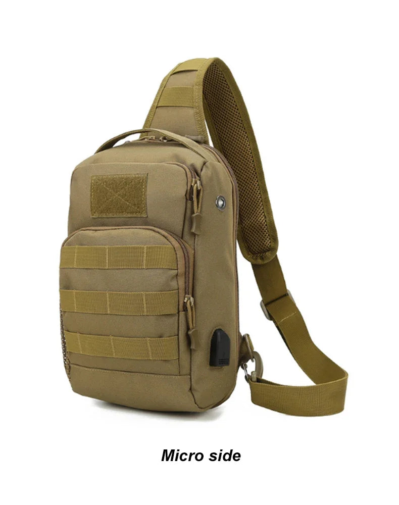 Tactical Shoulder Bag Molle Shoulder Backpacks Sling Daypack Backpack with USB Charging Port Chest Fishing Camping Fanny Pack - Clikcy