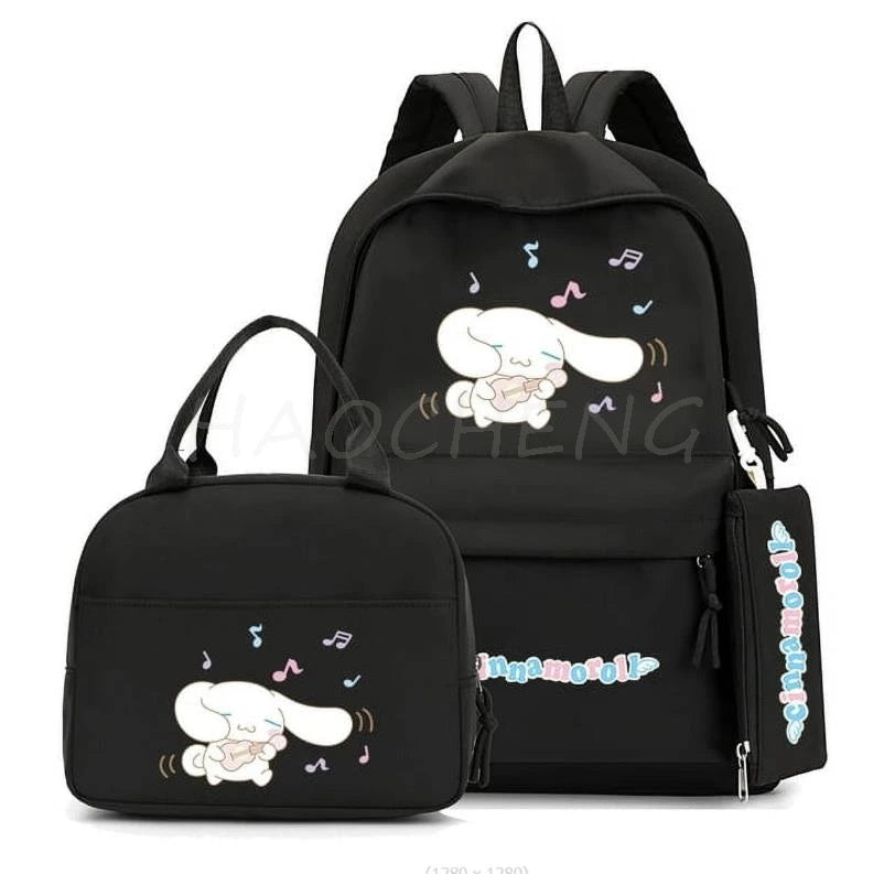 3Pcs/set Cinnamoroll Backpack Teen Girl Student Back To School Schoolbag Lass Anime Lunch Bag Pencil Case Women Leisure Rucksack - Clikcy