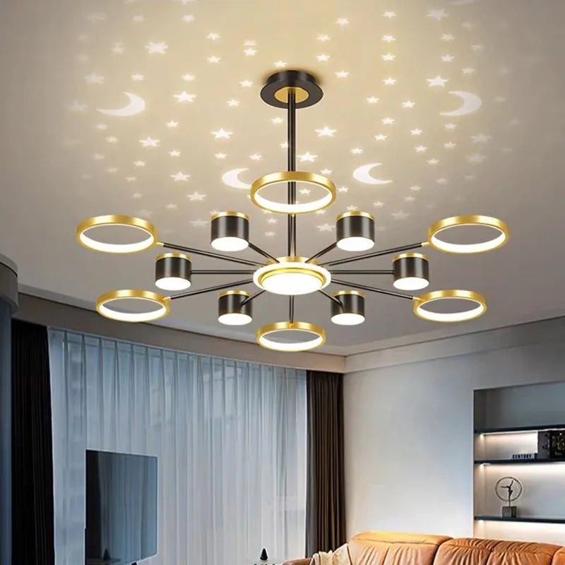 2025 New Chandeliers Romantic Starry Modern Ceiling Light Fixture 6 Lights White Creative Home Stepless Dimmable  Ceiling Lamp - Clikcy