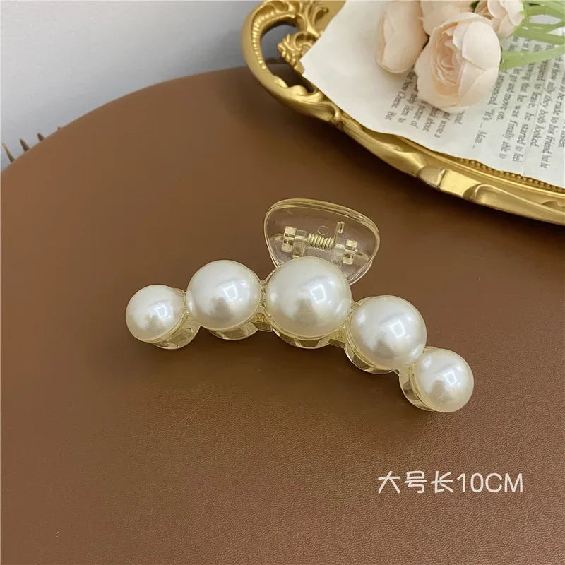 Elegant Hyperbole Big Pearls Acrylic Hair Claw Clips Big Size Makeup Hair Styling Barrettes for Women Hair Accessories