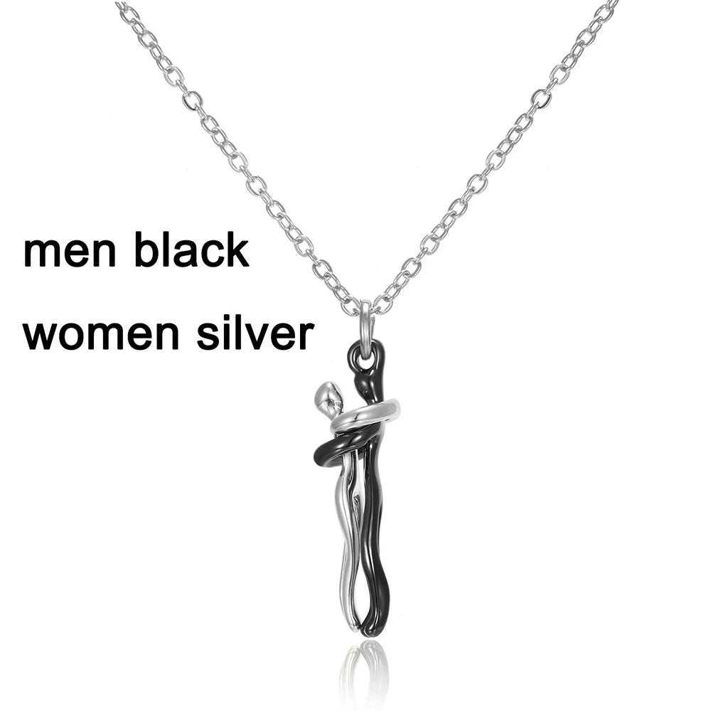 Fashion Hugging Necklace Jewelry Choker Hug Pendant Chain Men Necklaces For Lover Women Couple Men Lady Female Male Gift - Clikcy