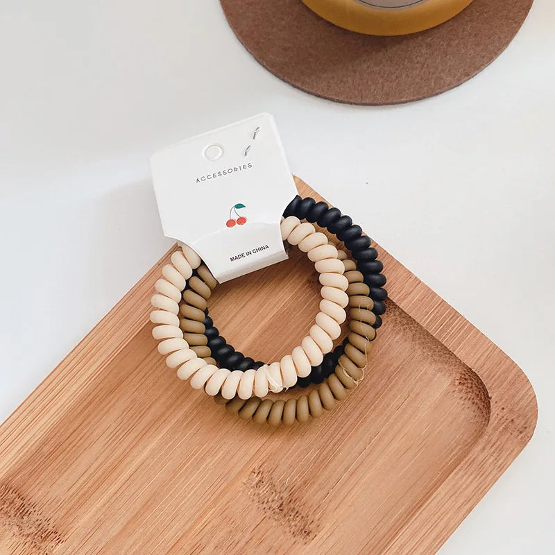 Elastic Knit Telephone Wire Hair Bands Girl Woman Hair Accessories Rubber Band Headwear Hair Rope Spiral Shape Hair Ties - Clikcy