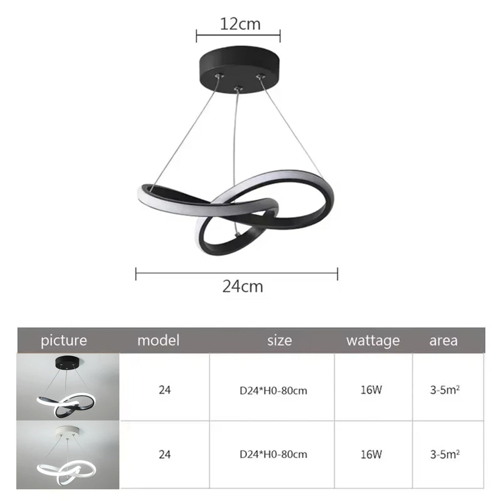 24cm Led Pendant Light Tricolor Lights White Nordic Hanging Ceiling Linear Creative Metal Art Black/White Shade Luxury Lamp 220v - Clikcy