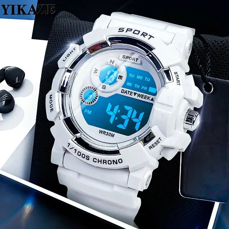 YIKAZE Fashion Sports Watches Men Women Digital Watch Waterproof Luminous Alarm Clock Electronic Wristwatch for Kids Children - Clikcy