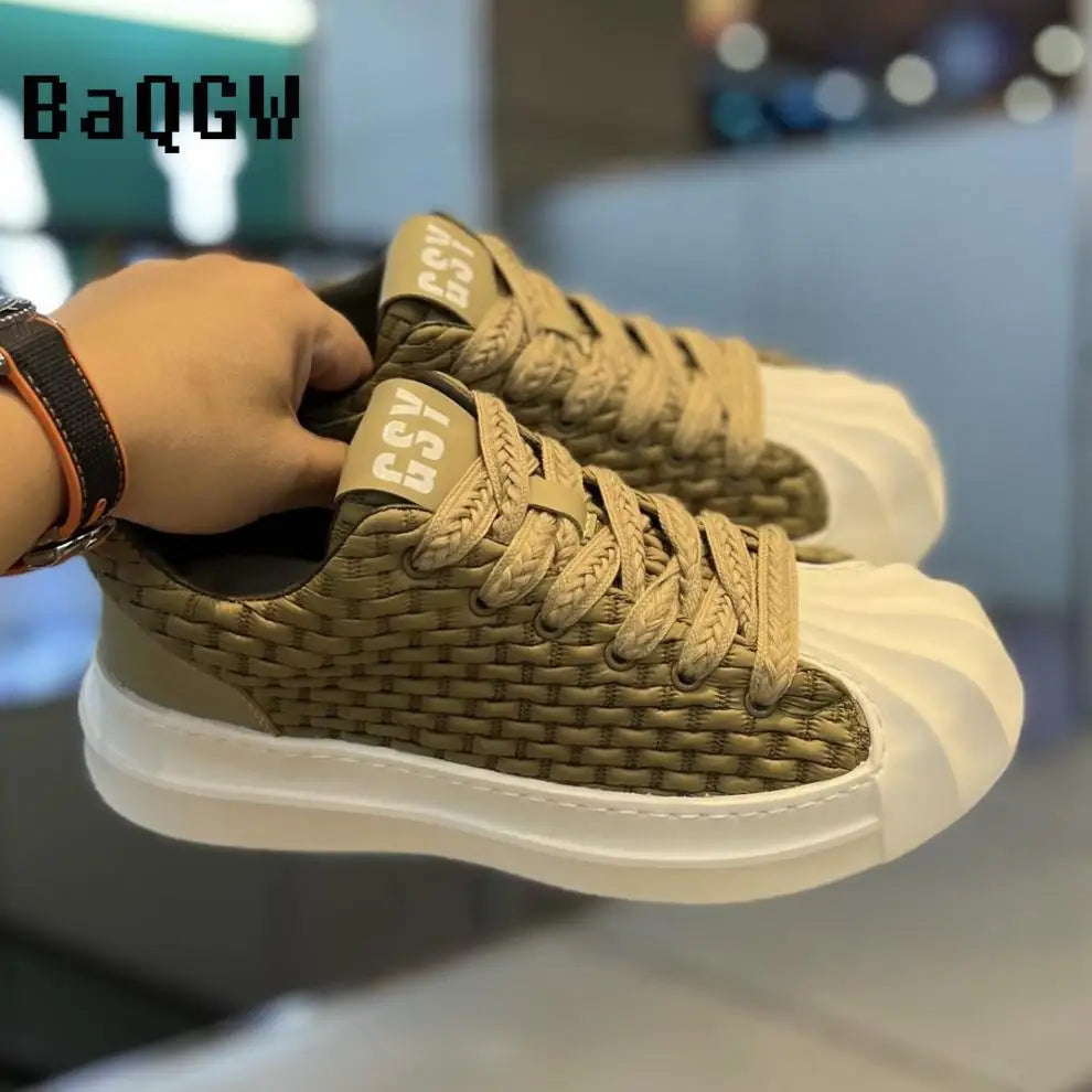 Designer Striped Patchwork Breathable Shoes Man Fashion Soft Lightweight Skateboard Sneakers Retro Camel Summer Shoes Trend 2024 - Clikcy