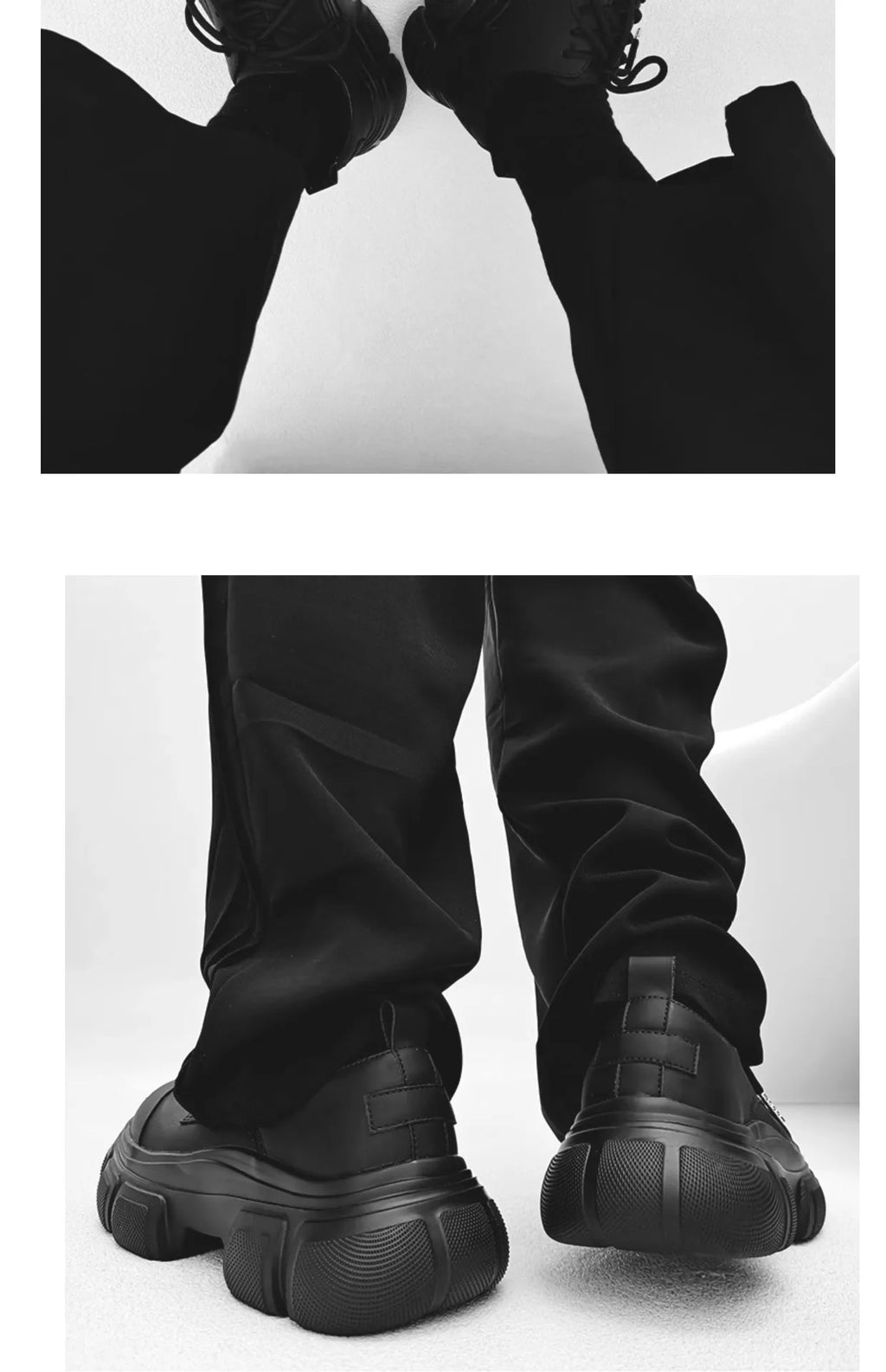 Black Thick Sole Casual Genuine Leather Dress Shoes Men Platform Heighten Japan Harajuku Korean Streetwear Fashion Shoes Man