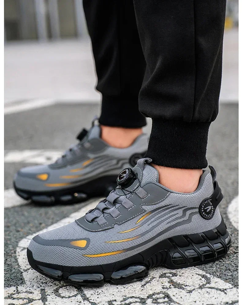 Rotating Button New Safety Shoes Men Anti-smash Anti-puncture Work Shoes Fashion Men Sport Shoes Security Protective Boots Men - Clikcy