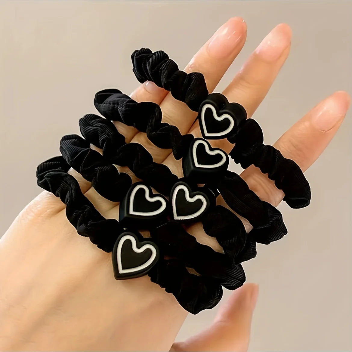 10PCS New Coffee Color Love Pendent Hair Tie, Girl Cute Bowknot Hair Tie Elastic Rubber Hair Bands Hair Accessories For Women - Clikcy