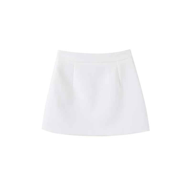 Casual Single Breasted Loose O-neck Blazer Coat Elegant Solid Skirt Set for Women High Waist Skirts Female 2025 Spring Outfit - Clikcy