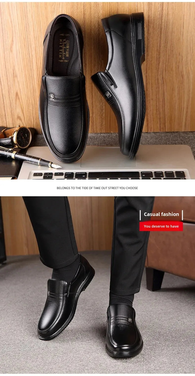 New Style Business Casual Men's Shoes Soft Sole Cow Leather Large Size Father Shoes For Middle-Aged And Elderly Men