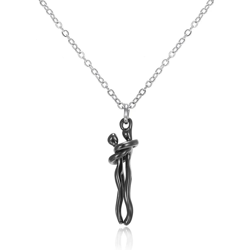 Fashion Hugging Necklace Jewelry Choker Hug Pendant Chain Men Necklaces For Lover Women Couple Men Lady Female Male Gift - Clikcy