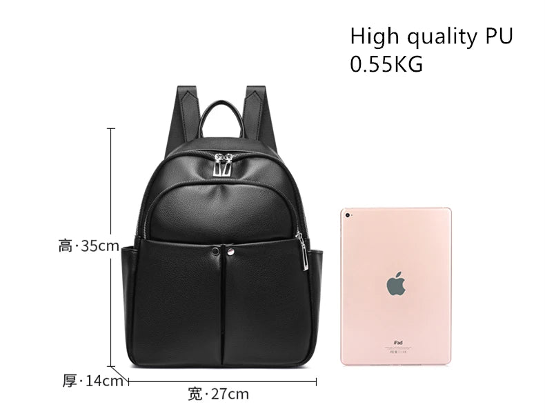 New High-quality Women's Backpack Travel Large Backpack PU Leather Handbag Schoolbag For Girls Women's bag Female Shoulder Back - Clikcy