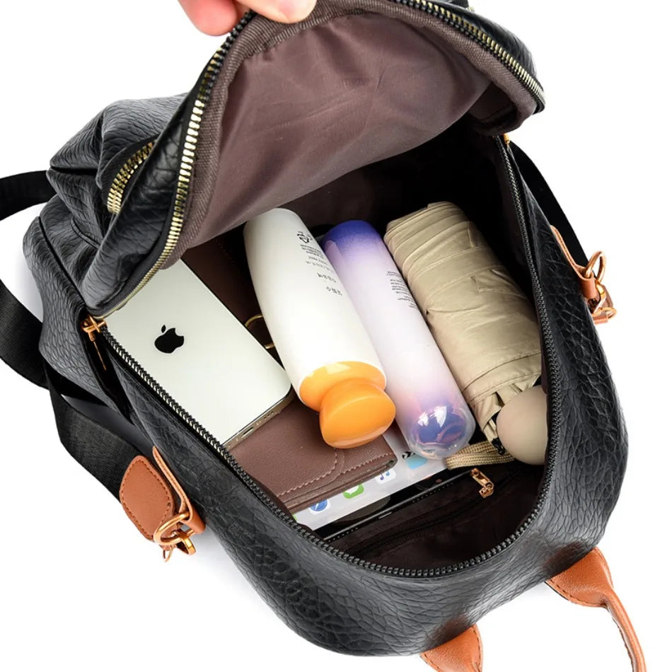 Fashion Women Backpack Designer Pu Leather Travel Back Pack Casual Shoulder Bag High Quality School Bags for Teenagers Girls Sac - Clikcy