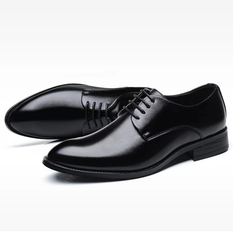 Classic Derby Shoes Men Leather Dress Basic Lace-up Casual Business Wedding Party Comfortable Shoe For Man