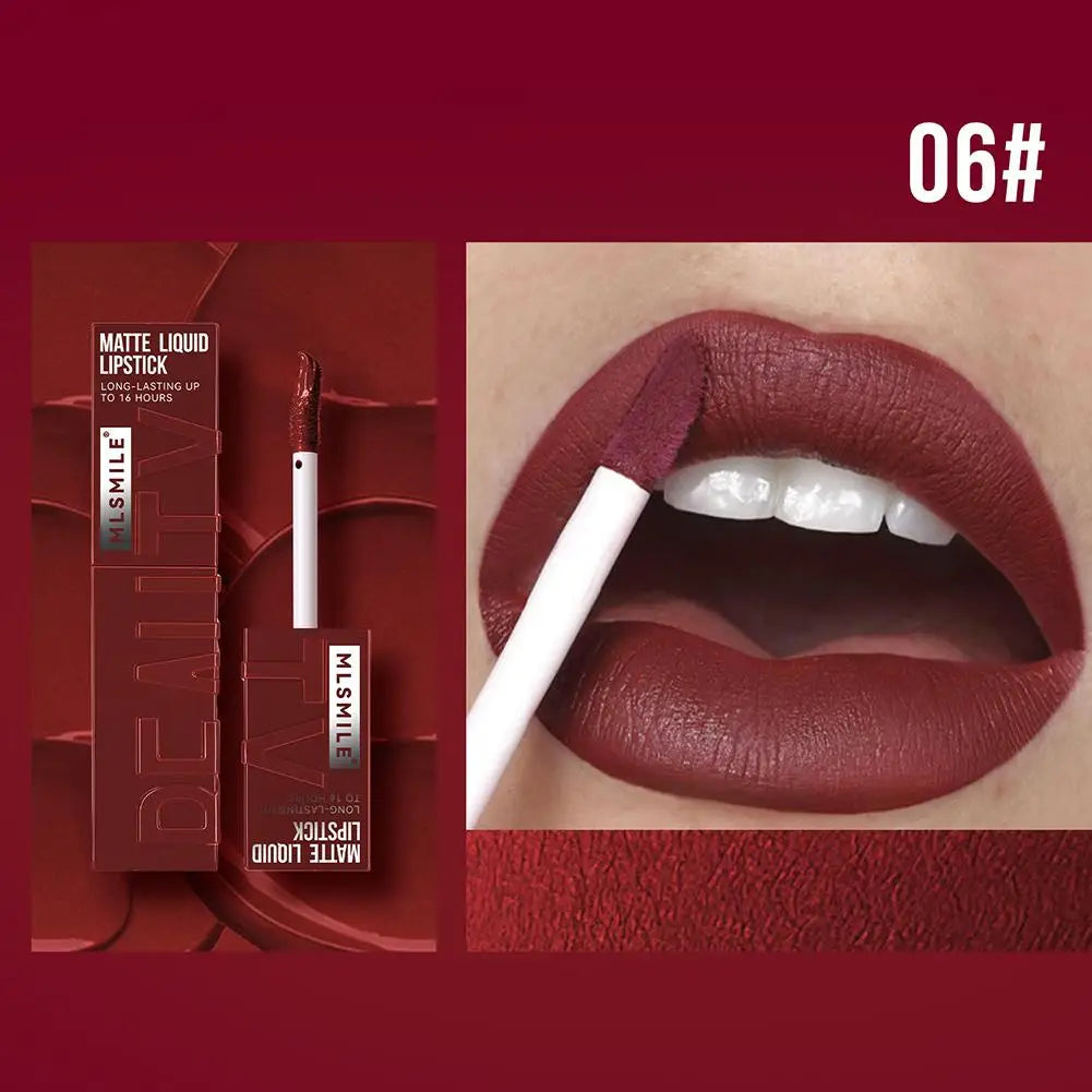 6 Colors Matte Nude Liquid Lipsticks Non-stick Cup Long Lasting Velvet Lip Gloss Not Fading Lip Tint Korean Cosmetics Lip Makeup - Clikcy