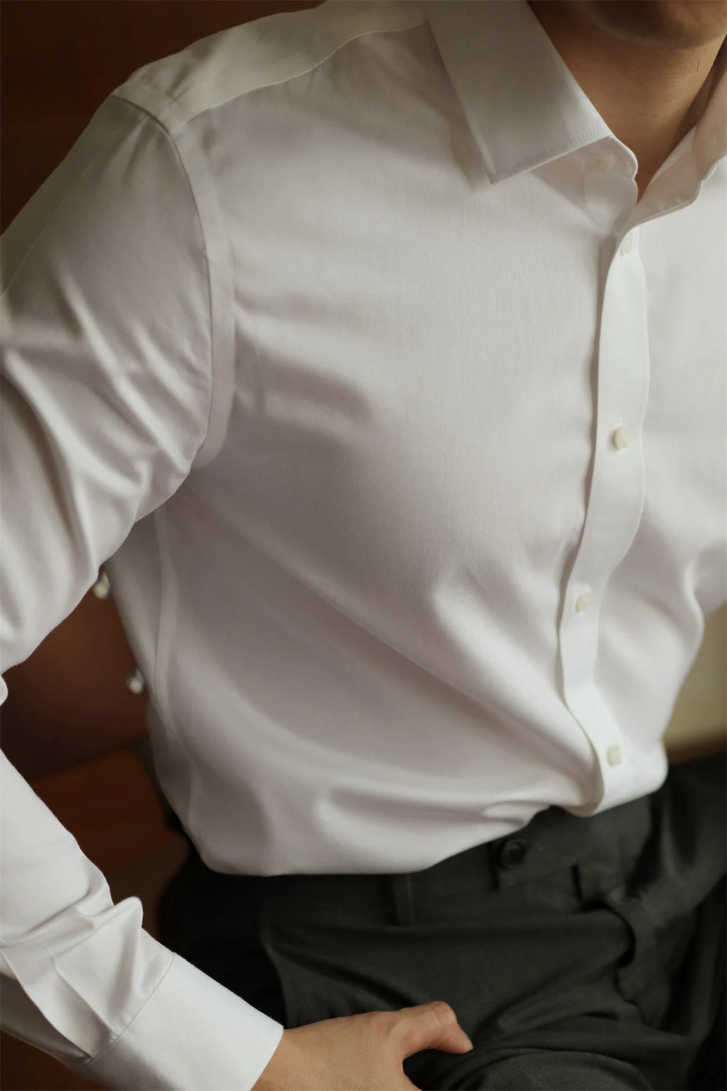 Men's long sleeved shirt casual, simple, high-quality, wrinkle free, slim fit, business formal, all season collection - Clikcy