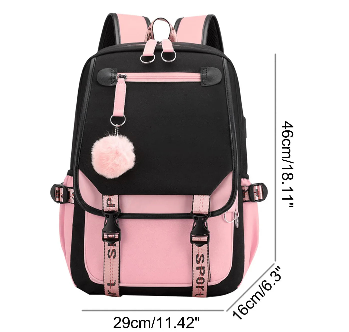 Backpack For Women Large Capacity School Travel Leisure School Bag College Backpacks With USB - Clikcy