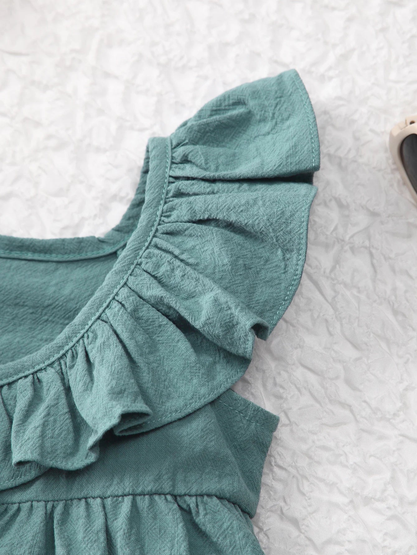 Summer Back Bow Children Girls Flutter Sleeve Princess Dresses Ruffle Sleeve Linen Cotton Baby Kids Dress - Clikcy