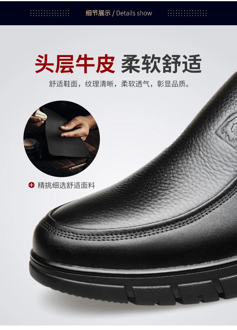 New Genuine Leather Handmade Shoes Casual Shoes For Men Flat Platform Walking Shoe Outdoor Footwear Loafers Breathable Sneakers - Clikcy