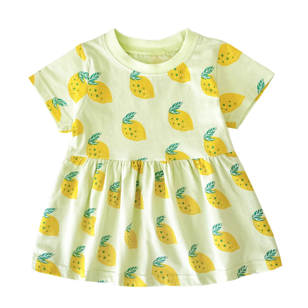 Sanlutoz Short Sleeve Summer Baby Dress Cute Pattern Casual Kids Girls Clothing Dress Cotton - Clikcy